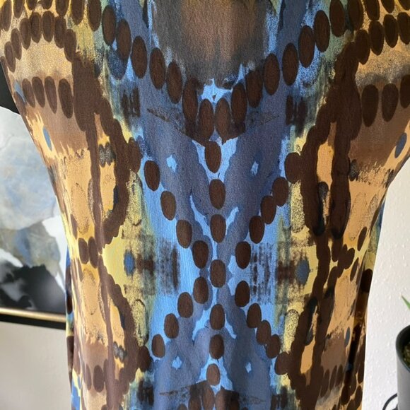 Halogen Silk V-Neck Shift Dress, Multi M - Picture 3 of 9